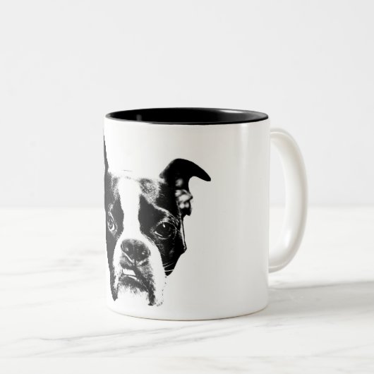 Tasse 2 Couleurs Muggin moyen ! Attitude de Boston Terrier (Devant droit)