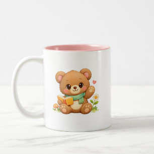 Tasse 2 Couleurs Mugue bicolore pour enfants "Ours de lecture de