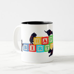 Tasse 2 Couleurs Mugue blocs d'anniversaire Scottie