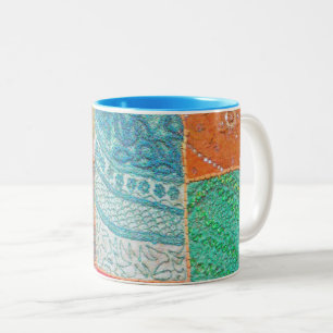 TASSE 2 COULEURS MULTI-COLORE/ROSE,BLEU,VERT,ORANGE/ASPECT TEXTURÉ