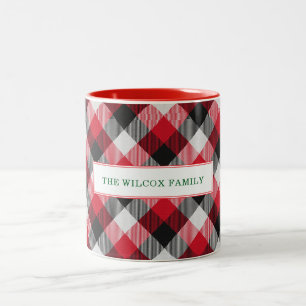 Tasse 2 Couleurs Multicolore Buffalo à carreaux Joyeux Noël
