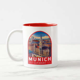 Tasse 2 Couleurs Munich Allemagne Voyage Art Emblème