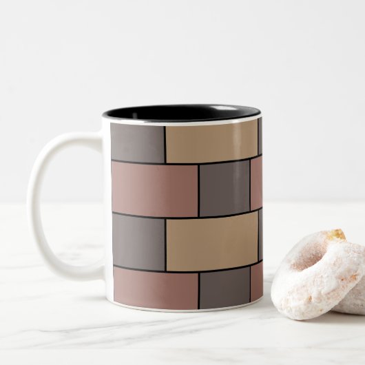 Tasse 2 Couleurs Mur en brique rose Gris Peach (Avec donut)