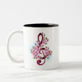 Tasse 2 Couleurs Musical treble clef notes with sakura flowers (Gauche)