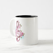 Tasse 2 Couleurs Musical treble clef notes with Sakura flowers (Devant gauche)