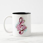 Tasse 2 Couleurs Musical treble clef notes with Sakura flowers (Gauche)