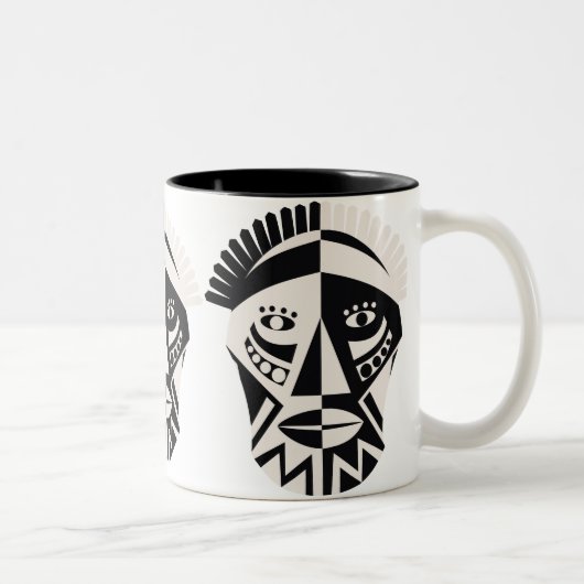 Tasse 2 Couleurs Musique africaine de masques (Droit)