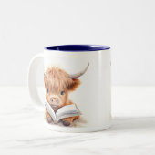 Tasse 2 Couleurs Musique céramique Highland Calf Reader (Devant gauche)