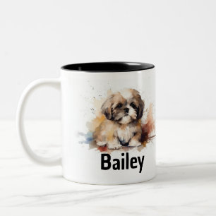 Tasse 2 Couleurs Musique d'aquarelle Shih Tzu