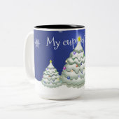 Tasse 2 Couleurs Musique d'arbre de Noël bleu (Devant gauche)