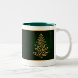 Tasse 2 Couleurs Musique d'arbre de Noël écossaise verte