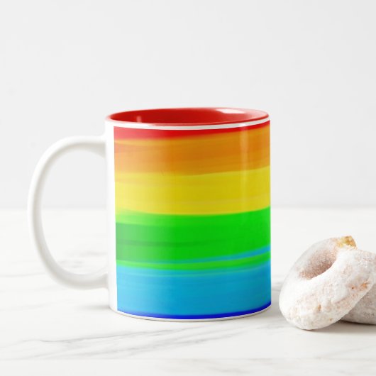Tasse 2 Couleurs Musique de café Rainbow Pride (Avec donut)