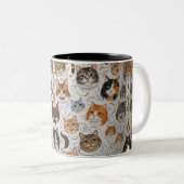 Tasse 2 Couleurs Musique de chat (Devant droit)