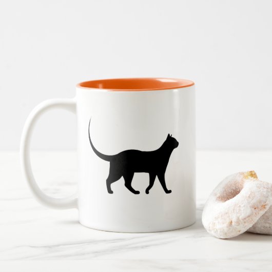Tasse 2 Couleurs Musique de chat noir (Avec donut)
