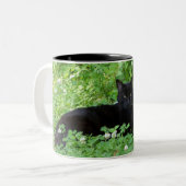 Tasse 2 Couleurs Musique de chat noir (Devant gauche)