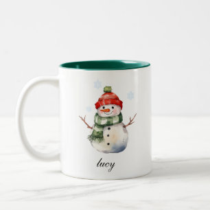 Tasse 2 Couleurs Musique de Noël personnalisée Snowman