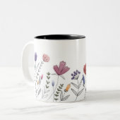 Tasse 2 Couleurs Musique florale dessinée à la main (Devant gauche)