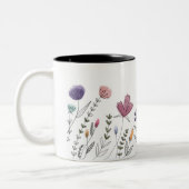 Tasse 2 Couleurs Musique florale dessinée à la main (Gauche)
