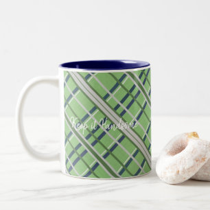 Tasse 2 Couleurs Musique Gardez-le beau bleu vert plaid