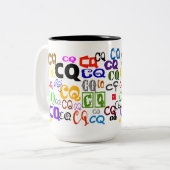 Tasse 2 Couleurs Musique Ham Radio CQ (Devant gauche)