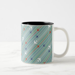 Tasse 2 Couleurs Musique Motif d'avion Retro