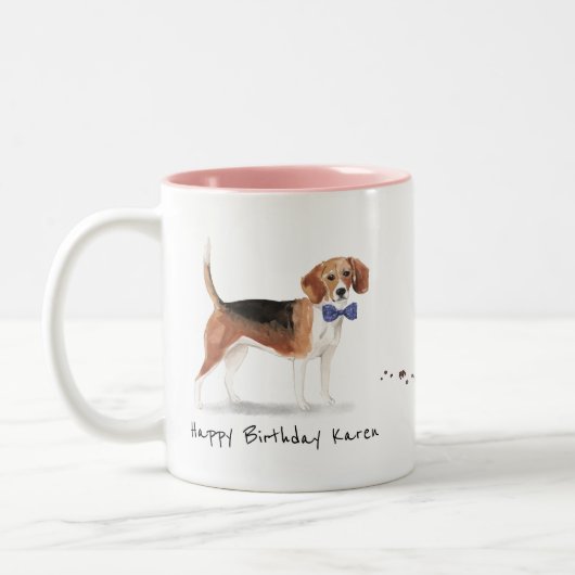 Tasse 2 Couleurs Musique personnalisée beagle (Gauche)