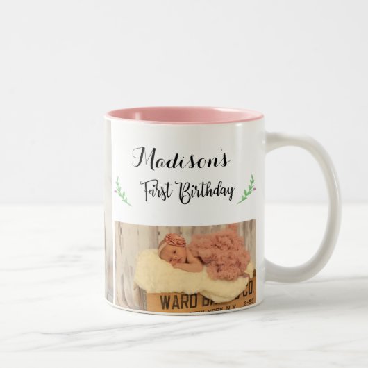 Tasse 2 Couleurs Musique photo d'anniversaire (Droit)