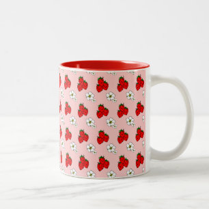 Tasse 2 Couleurs Musique rétro Motif fraise et fleur