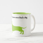 Tasse 2 Couleurs Musique Silhouette Dachshund verte (Devant droit)