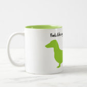 Tasse 2 Couleurs Musique Silhouette Dachshund verte (Gauche)