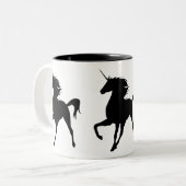 Tasse 2 Couleurs Musique Silhouette Unicorne Noire (Devant gauche)