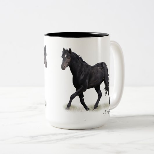Tasse 2 Couleurs Mustang Stallion noir sauvage et boisson nuageuseM (Devant droit)