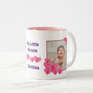 Tasse 2 Couleurs My Little Miracle with Hearts Photos et nom