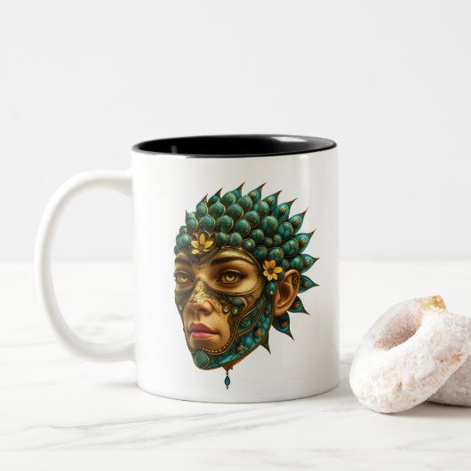 Tasse 2 Couleurs Mystical Guardian Vision - Fantasy Graphic Art (Avec donut)
