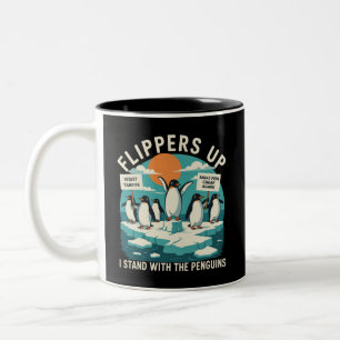 Tasse 2 Couleurs Nageoires en l'air Je suis avec les manchots Drôle