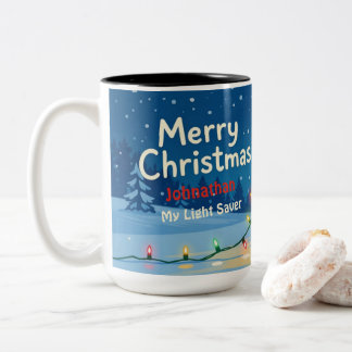 Tasse 2 Couleurs Nain de Noël personnalisé "Mon Sauveur de Lumière"