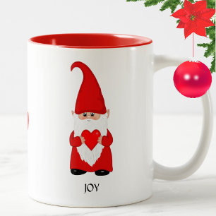 Tasse 2 Couleurs Nain mignon habillé en rouge avec cœur