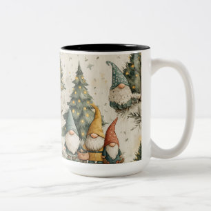 Tasse 2 Couleurs Nains de la forêt des Fêtes avec un arbre de Noël