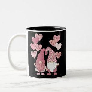 Tasse 2 Couleurs Nains de la Saint-Valentin à carreaux buffles rose