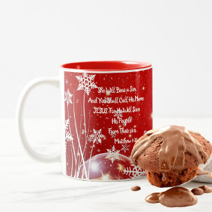 Tasse 2 Couleurs Naissance de Jésus Mug Art Rouge/Blanc