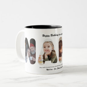 Tasse 2 Couleurs Nana Collage de Photos Personnalisé Grand-mère