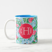 Tasse 2 Couleurs Nantucket Preppy Palm Beach Imprimer Monogramme (Gauche)