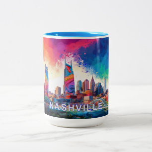 Tasse 2 Couleurs Nashville Skyline Urban Street Art