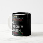 Tasse 2 Couleurs Naughty Nice juif Père Noël laide Noël Hanoukka (Devant gauche)
