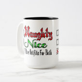 Tasse 2 Couleurs Naughty Ou Nice Flirty Blanc (Devant gauche)