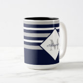 Tasse 2 Couleurs Nautique moderne Marine Bleu Gris Gris Gris Gris R (Devant droit)