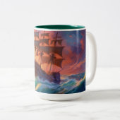 Tasse 2 Couleurs Navire À Voile Sur Une Mer Tempérée (Devant droit)