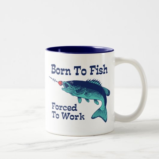 Tasse 2 Couleurs Né À Des Poissons Forcés À Travailler (Droit)