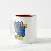 Tasse 2 Couleurs Né à Fish Fishing TShirt (Devant gauche)