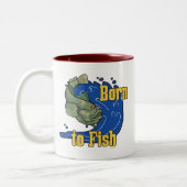 Tasse 2 Couleurs Né à Fish Fishing TShirt (Gauche)